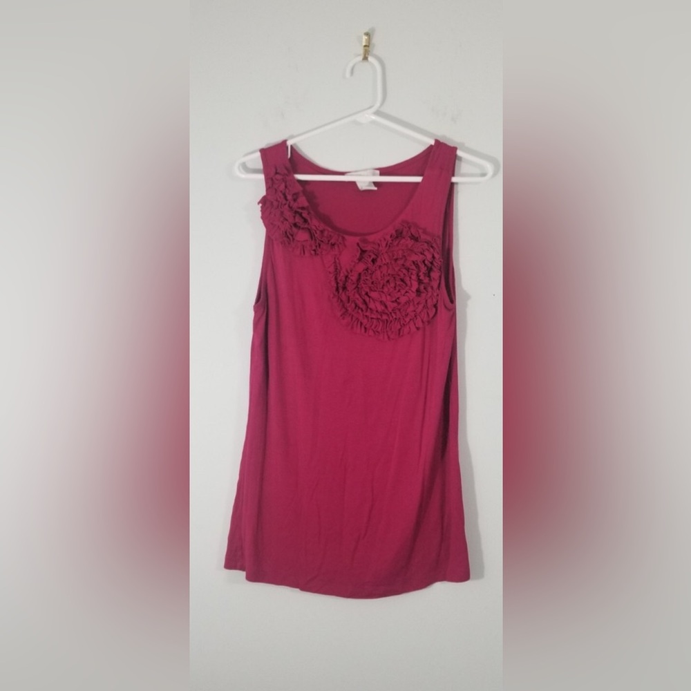 Design History Pink Ruffle Sleeveless Top (S)